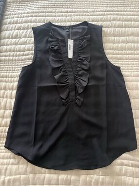 NWT JCrew black ruffle blouse